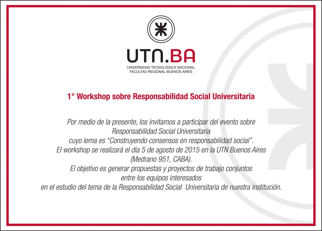 Invitación Institucional RSU UTN Buenos Aires